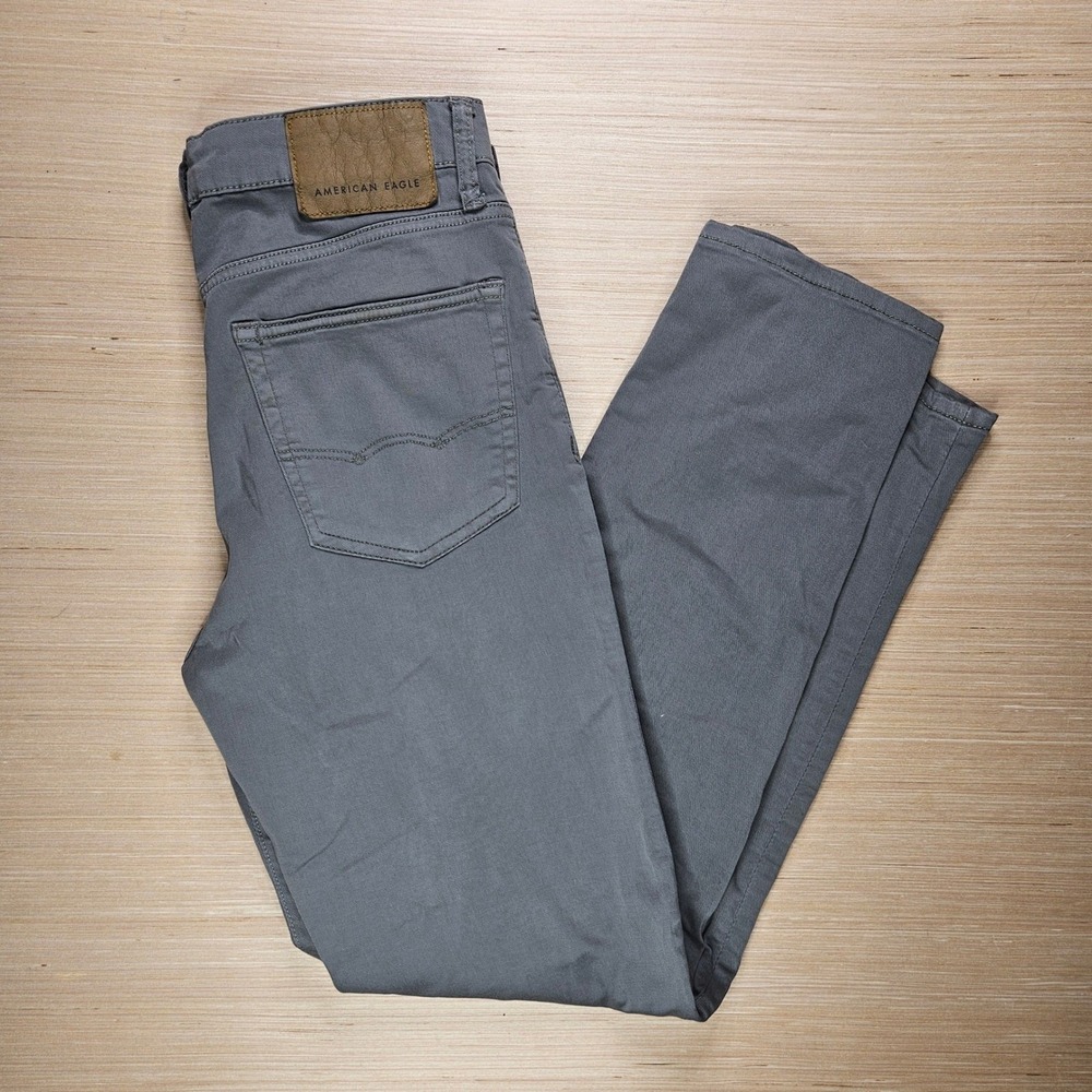 American Eagle Five Pocket Slim Straight Flex Pants Men Gray 28x30 Fits 28x29